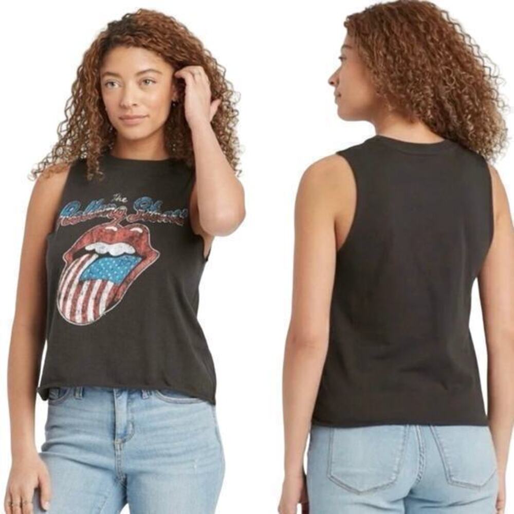 The Rolling Stones American Flag Graphic Cropped‎ Tank Top Size S